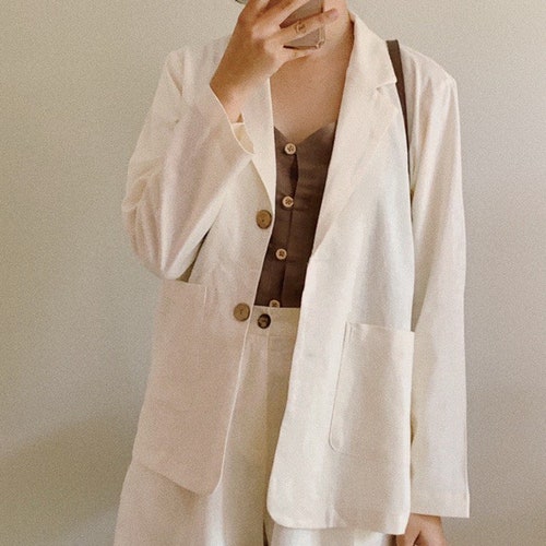 Tailored Linen 2 Piece Women Suit Linen Blazer Linen - Etsy