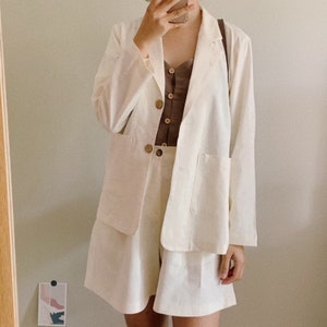 Linen 2 Piece Women Suit, Linen Blazer, Linen Short, Summer Suit, Linen Jacket, Summer Blazer Women, Soft Linen Clothing