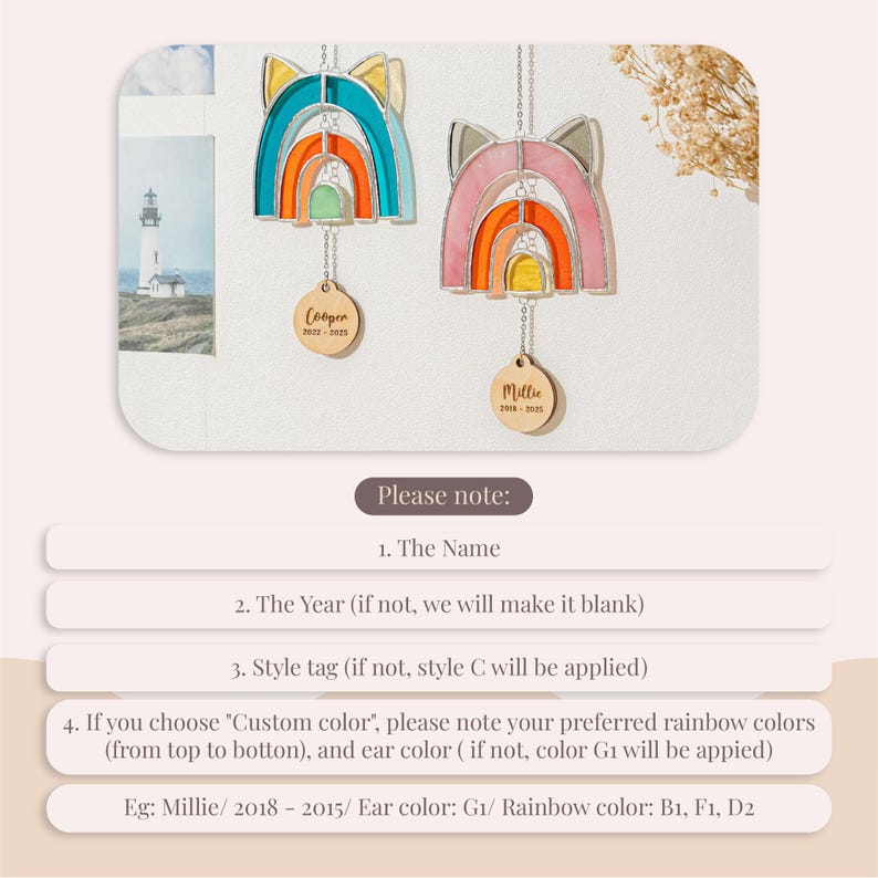 Personalized Stained Glass Pet Memorial Rainbow Suncatcher | Rainbow ...