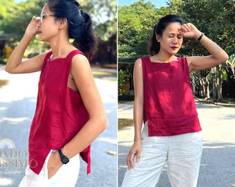 Linen Summer Top Women, Oversized Top Women, Sleeveless Linen Blouse, Linen Tank Top, Linen Casual Top, Gift for Her, Linen Clothing