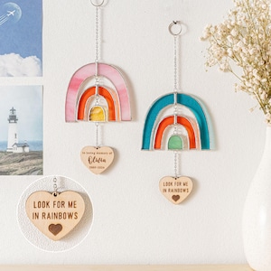 Rainbow Memorial Suncatcher, Sympathy Gift, Loss of Mom, Mother in Heaven Suncatcher, Memorial Gift, Remembrance Gifts, Bereavement Gift Q12