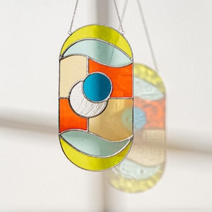 Wall Hanging Glass Suncatcher, Minimalist Decor, Custom Stained Glass, Window Wall Hangings, Art Wall Decor, Stain Glass Hanging F72