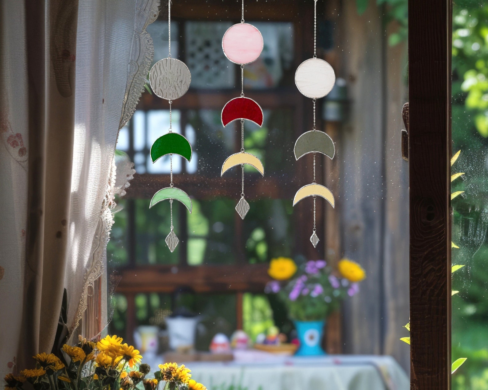 Moon Phase Stained Glass, Moon Suncatcher, Moon Phase Decor, Custom ...