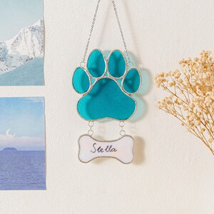 Custom Paw Print Stained Glass Memorial Suncatcher | Pet Loss Sympathy ...