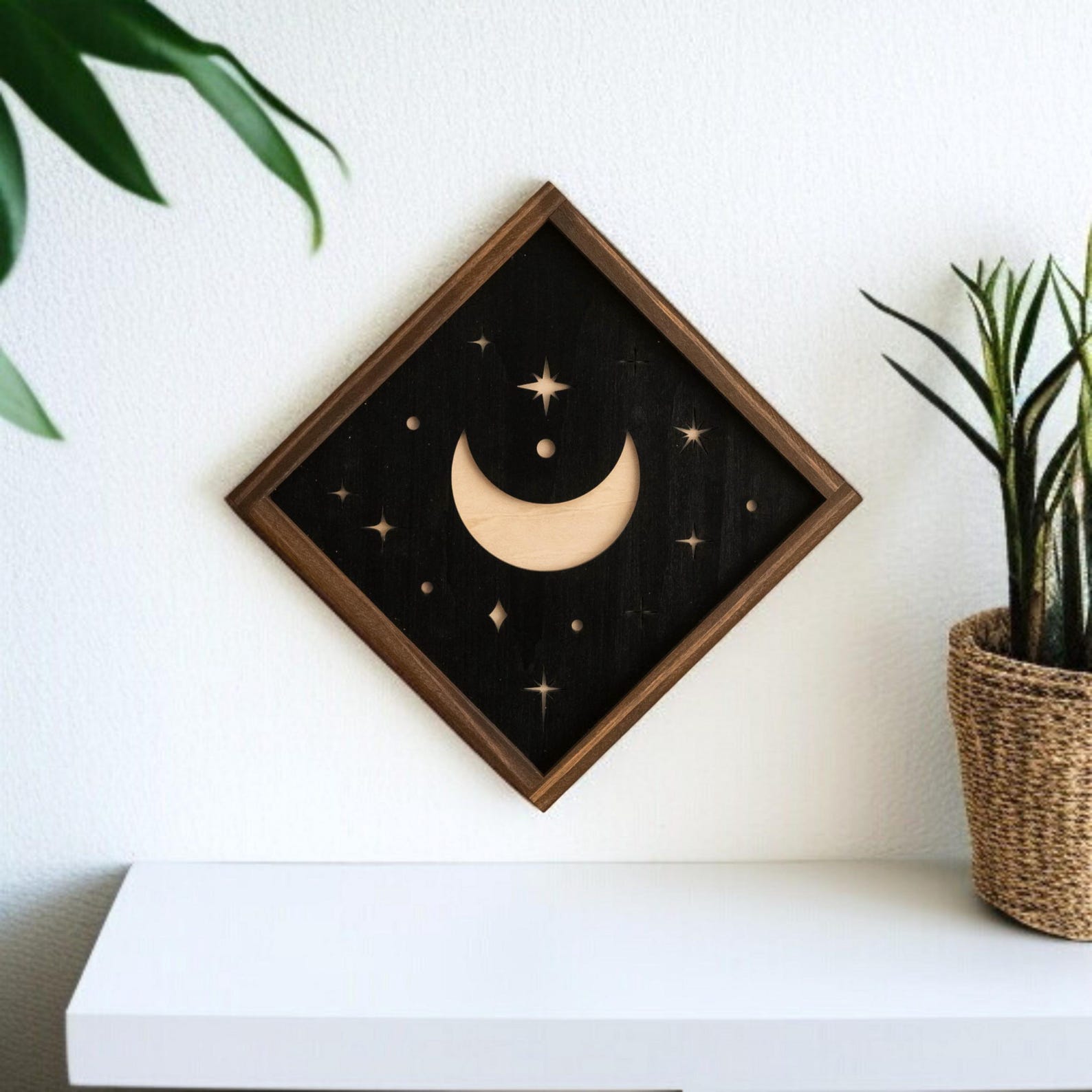 Sun and Moon Wooden Wall Art for Celestial Boho Home Decor Accent Y55 ...