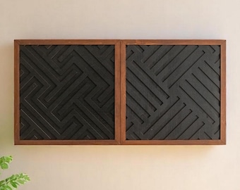 Japandi 木製幾何学模様ウォールアート – 玄関や禅のオフィスに