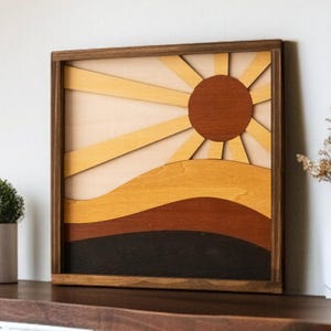 Wood Wall Art, Sun Moon Set, Minimalist Wall Art, Bohemian Home Decor, Wooden Artwork, Modern Farmhouse, Sun Moon Art, Boho Wall Decor Y56