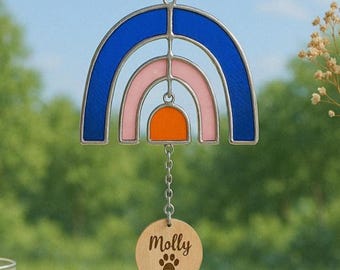 Condolence Memory, Stained Glass Pet, Pawprint Dog Custom, Rainbow Bridge Gifts, Pet Suncatcher, Memorial Keepsake, Sun Catcher Pet Loss F32