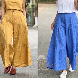 Wide Leg Linen Pants For Women, Loose Linen Pants,Palazzo Pants, Boho Summer Linen Pants, High Waisted Pants, Linen Clothing