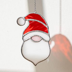 Santa Claus stained glass suncatchers home decor Christmas tree decor Handmade The best gift for the holidays F87