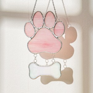Custom Paw Print Stained Glass Memorial Suncatcher | Pet Loss Sympathy ...