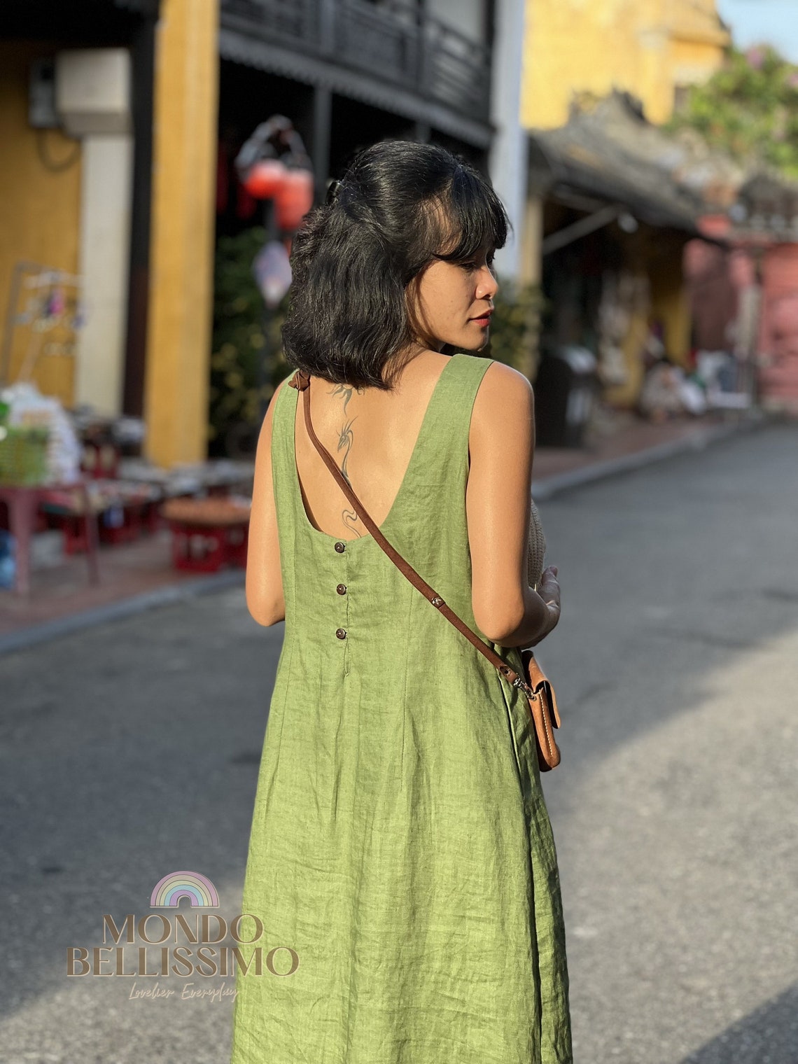 Linen Sleeveless Dress With Pockets Boho Linen Dress Linen Etsy