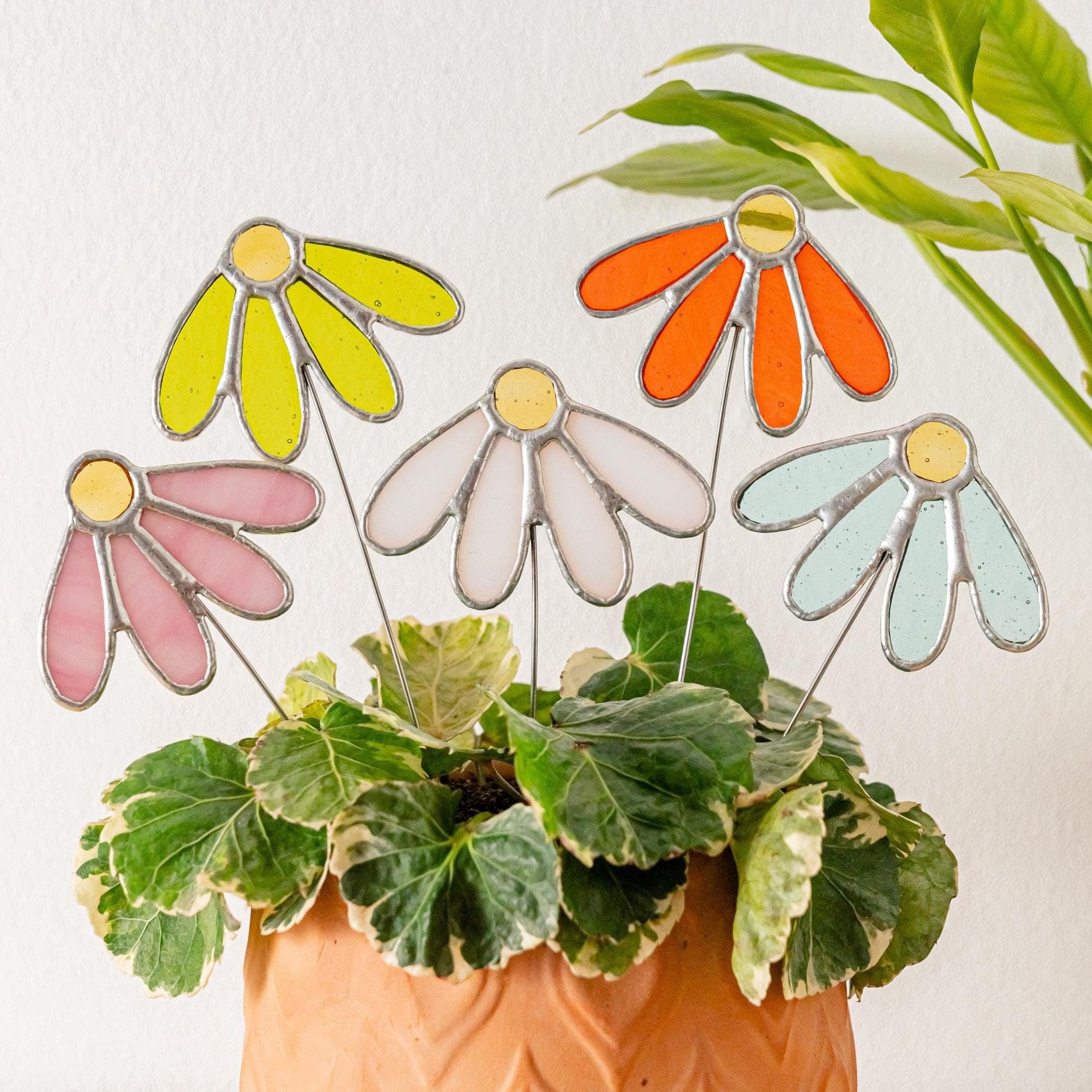 Wildblumen Buntglas, Geburtstagsgeschenk Mama, Wildblumenglas, Großeltern Geschenk, Glasblume, Blumen Geburtstagsgeschenk, Blumen Pflanzenstecker Q07