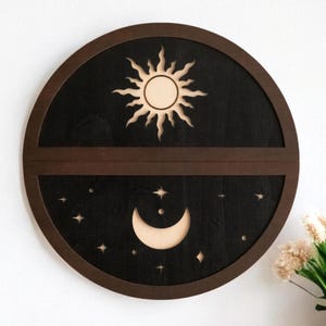 Modern Boho Wooden Sun Moon Decor – Minimalist Celestial Wall Art for Home Y57