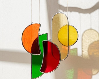 Eclectic Stained Glass Wind Chime – Colorful Window Decor & Gift for Family F88