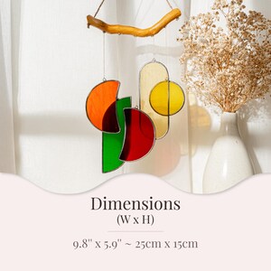 Boho fönsterklocka i målat glas – Handgjord solfångare och vindklockadekoration F88 bild 3