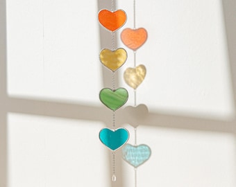 Stained Glass Valentine Heart Garland For Elegant Window Decor Q06