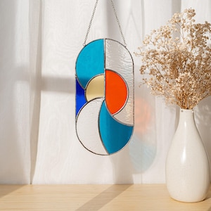 Glass Suncatcher with Geometric Design for Modern and Vintage Decor F61
