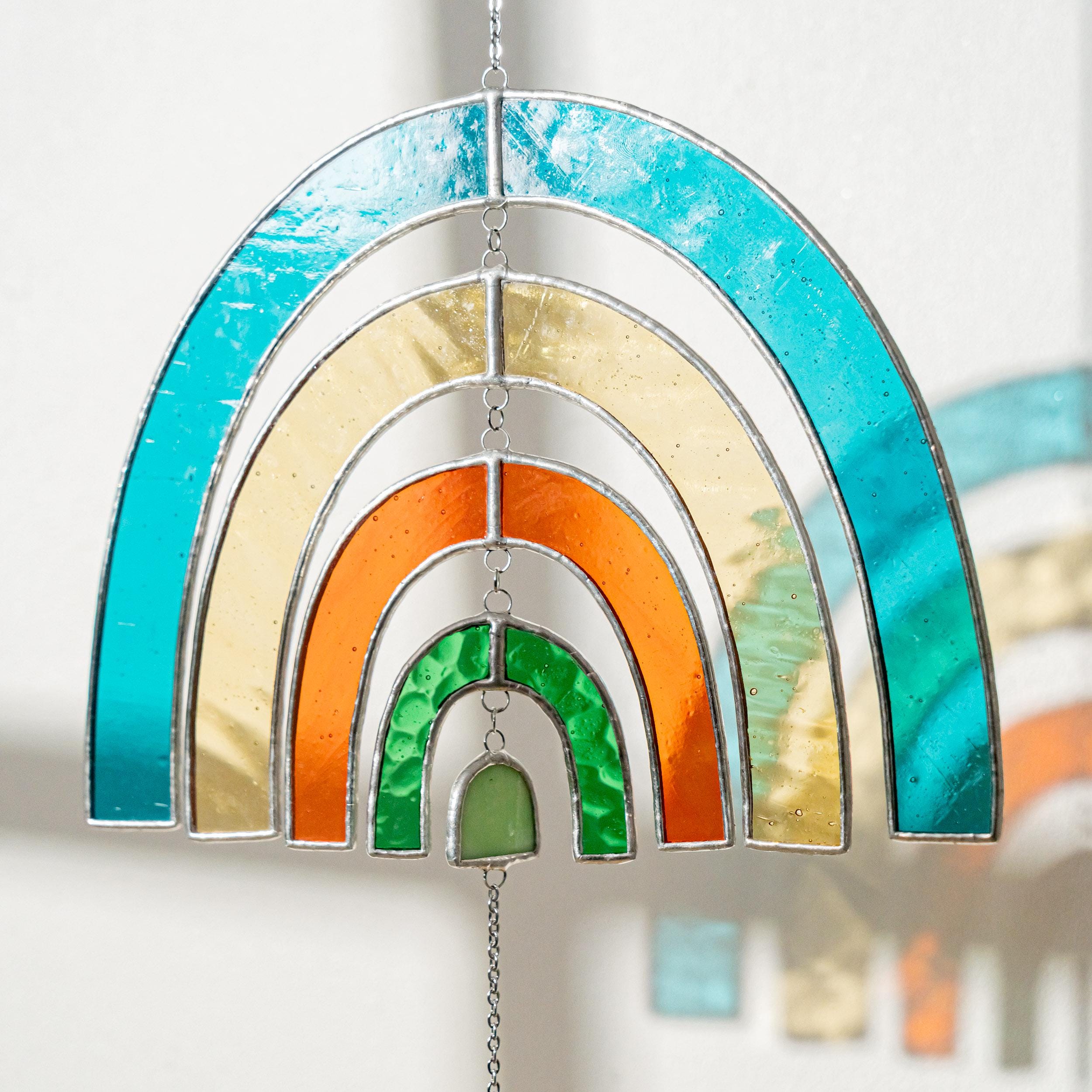 Personalized Rainbow Bridge Stained Glass Sun Catcher. Rainbow Heart ...