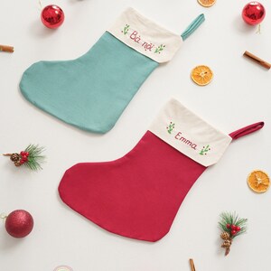 Embroidered Linen Stocking, Christmas Stockings, Linen Stocking, Personalized Gift, Name Stocking, Holiday Stocking, Minimal Stocking X03 image 7