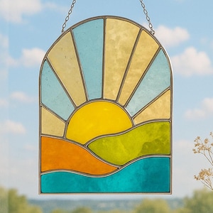 Stained Glass Sun Suncatcher For Bright Wall Decor And Joyful Gifts F93