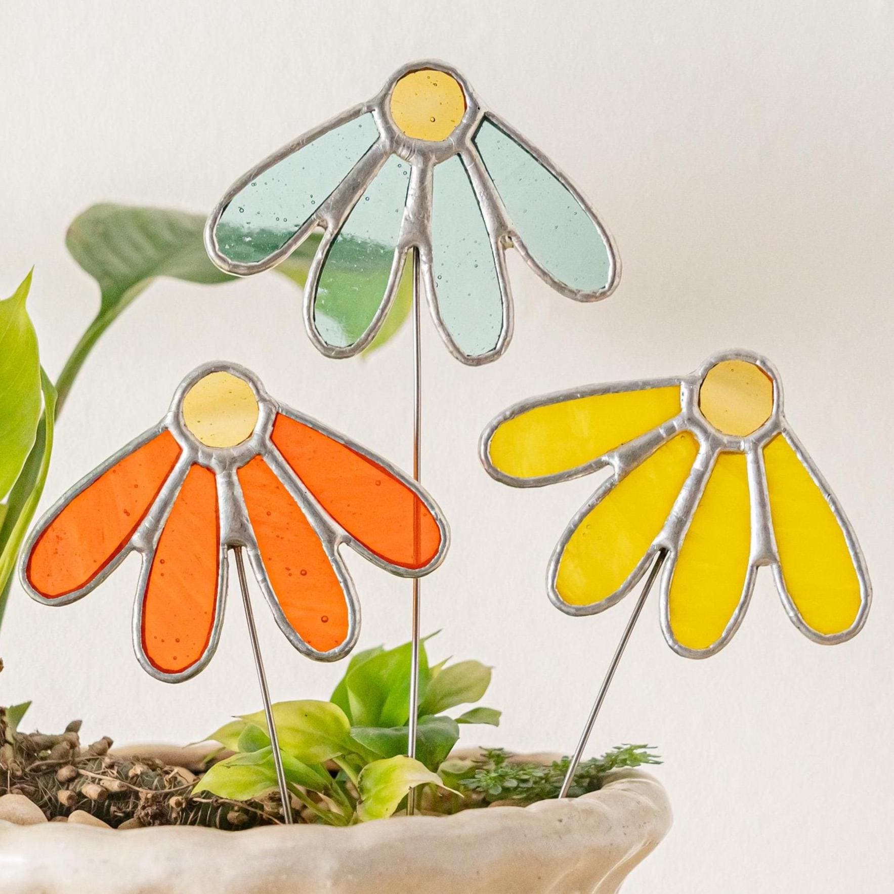 Wildblumen Buntglas, Geburtstagsgeschenk Mama, Wildblumenglas, Großeltern Geschenk, Glasblume, Blumen Geburtstagsgeschenk, Blumen Pflanzenstecker Q07