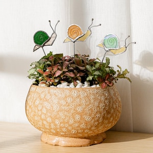 Stained Glass Snail Plant Stake For Cottagecore Home Decor F42