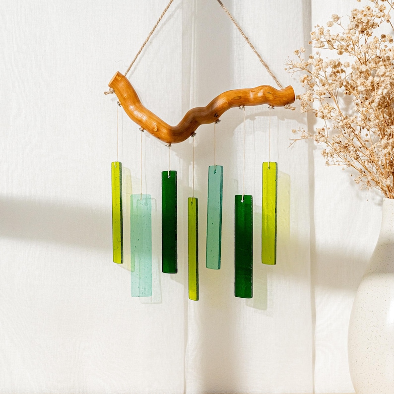 Stained Glass Wind Chime and SunCatcher For Window Decor, Boho Farmhouse Decor For Home F67