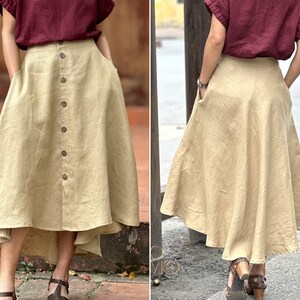 Linen Skirt With Pockets Long Skirts for Women Organic Clothing