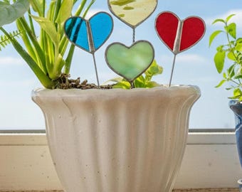 Vitral con forma de corazón para macetas y alféizares F44