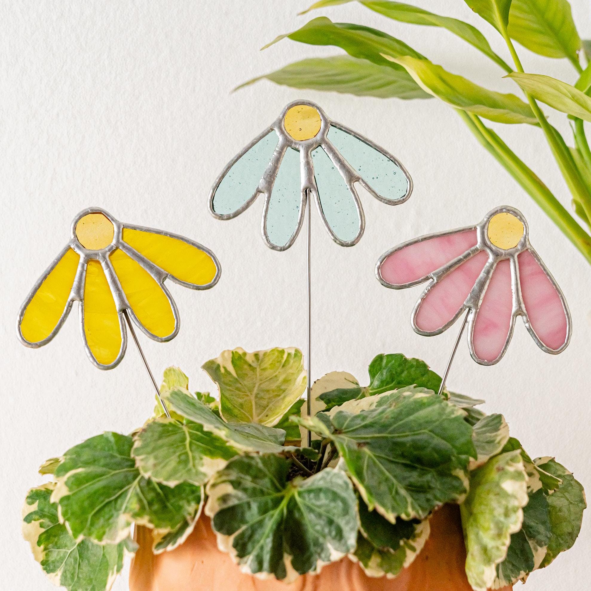 Wildblumen Buntglas, Geburtstagsgeschenk Mama, Wildblumenglas, Großeltern Geschenk, Glasblume, Blumen Geburtstagsgeschenk, Blumen Pflanzenstecker Q07