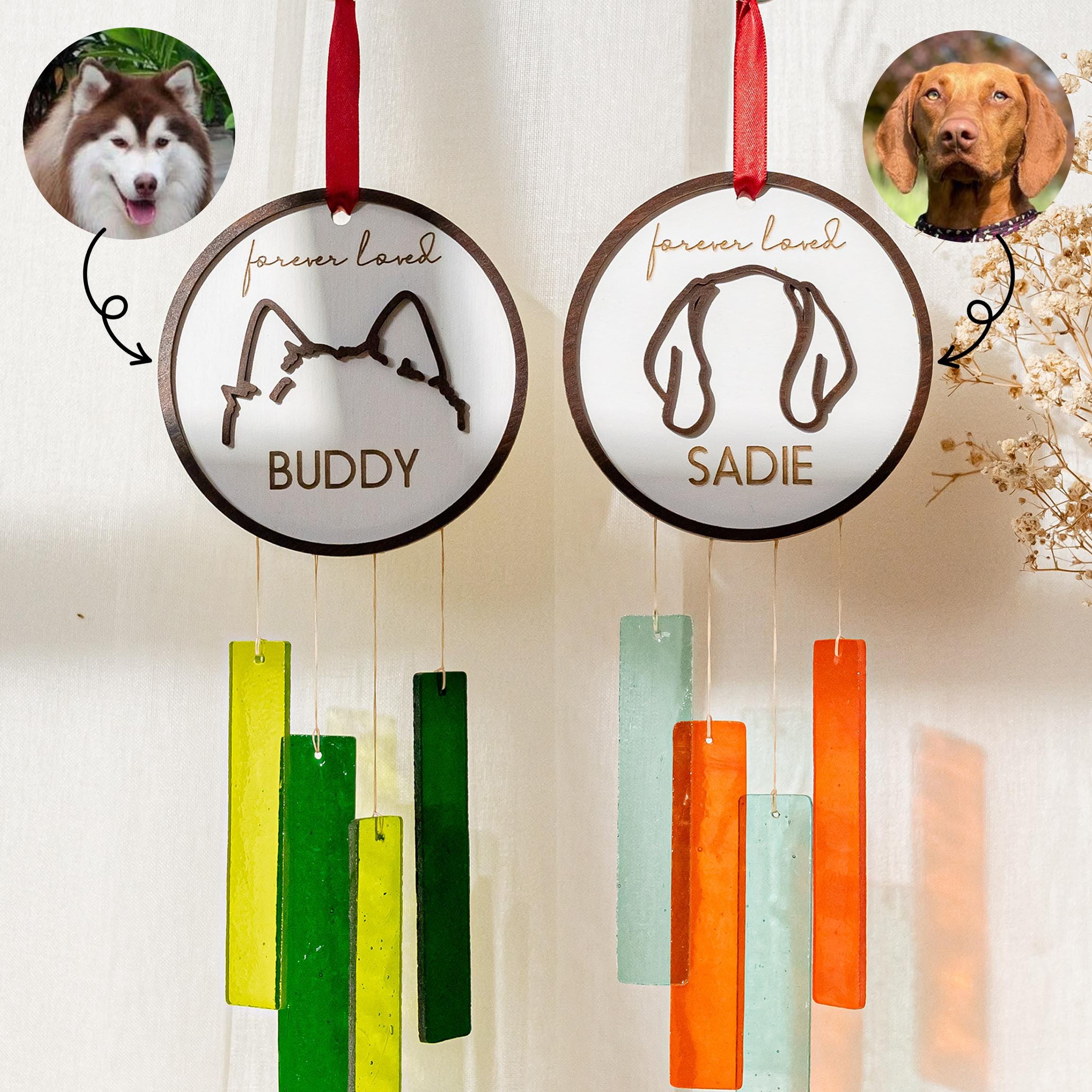 Stained Glass Pet Memorial Chime – Sunlight Remembrance Window Ornament F86