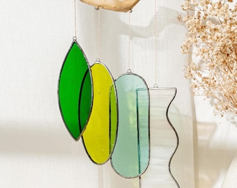 Boho Stained Glass Window Chime – Handmade Sun-Catcher Home Decor Gift F89