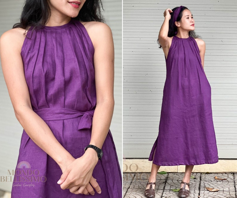 Linen Summer Dress Linen Midi Dress Bridesmaid Dress Boho Etsy