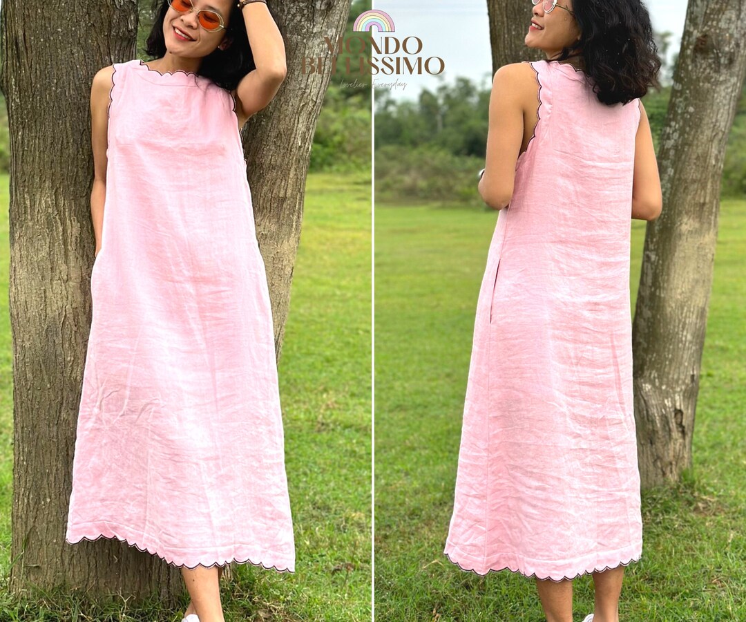 Linen Midi Dress Wedding Guest Dress Long Summer Dress - Etsy
