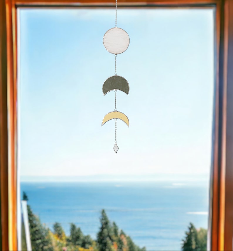 Moon Phase Stained Glass, Moon Suncatcher, Moon Phase Decor, Custom ...