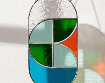 Glass Wall Hanging, Glass Suncatcher, Minimalist Decor, Stained Glass Decor, Modern Stained Glass, Glass Window Hanging, Glass Art F64