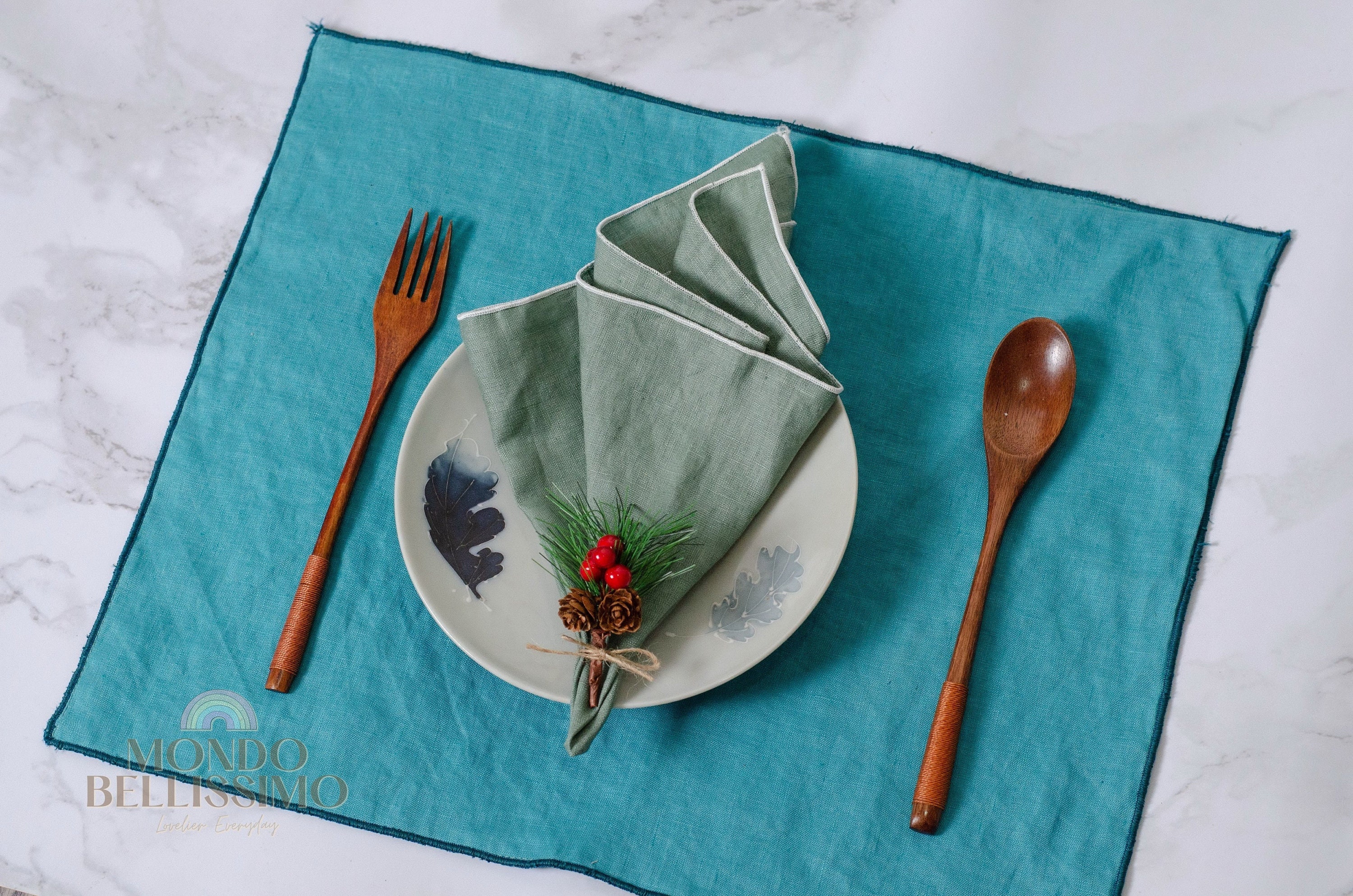 Handmade Linen Placemats Boho Rustic Placemats With Ruffle Etsy