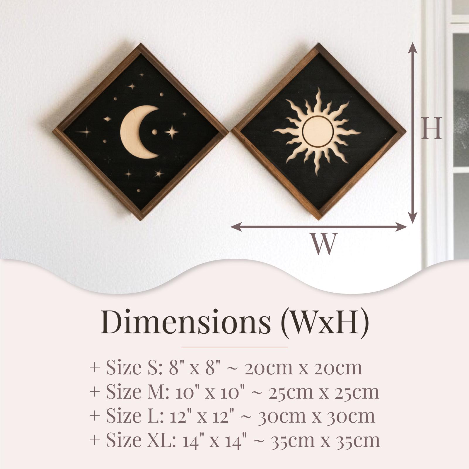 Sun and Moon Wooden Wall Art for Celestial Boho Home Decor Accent Y55 ...