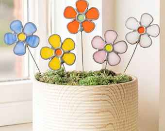 Stained Glass Flower Suncatcher for Window or Table Decor F39
