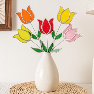 Stained Glass Wildflower, Everlasting Glass Wildflower, Wildflower Stained Glass Bouquet, Faux Flower, Wildflower Suncatcher, Wedding Q08