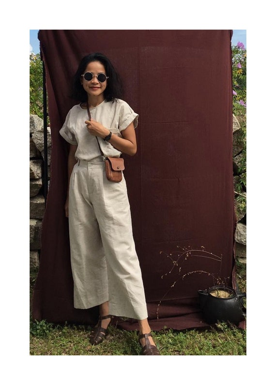 Wide Leg Linen Pants for Women, Loose Linen Pants, Palazzo Pants