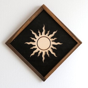 Sun Moon Wall Hanging, Modern Home Decor, Modern Decor, Minimalist Wall Art, Wood Home Decor, Living Room Wall Art, Unique Decor Y55