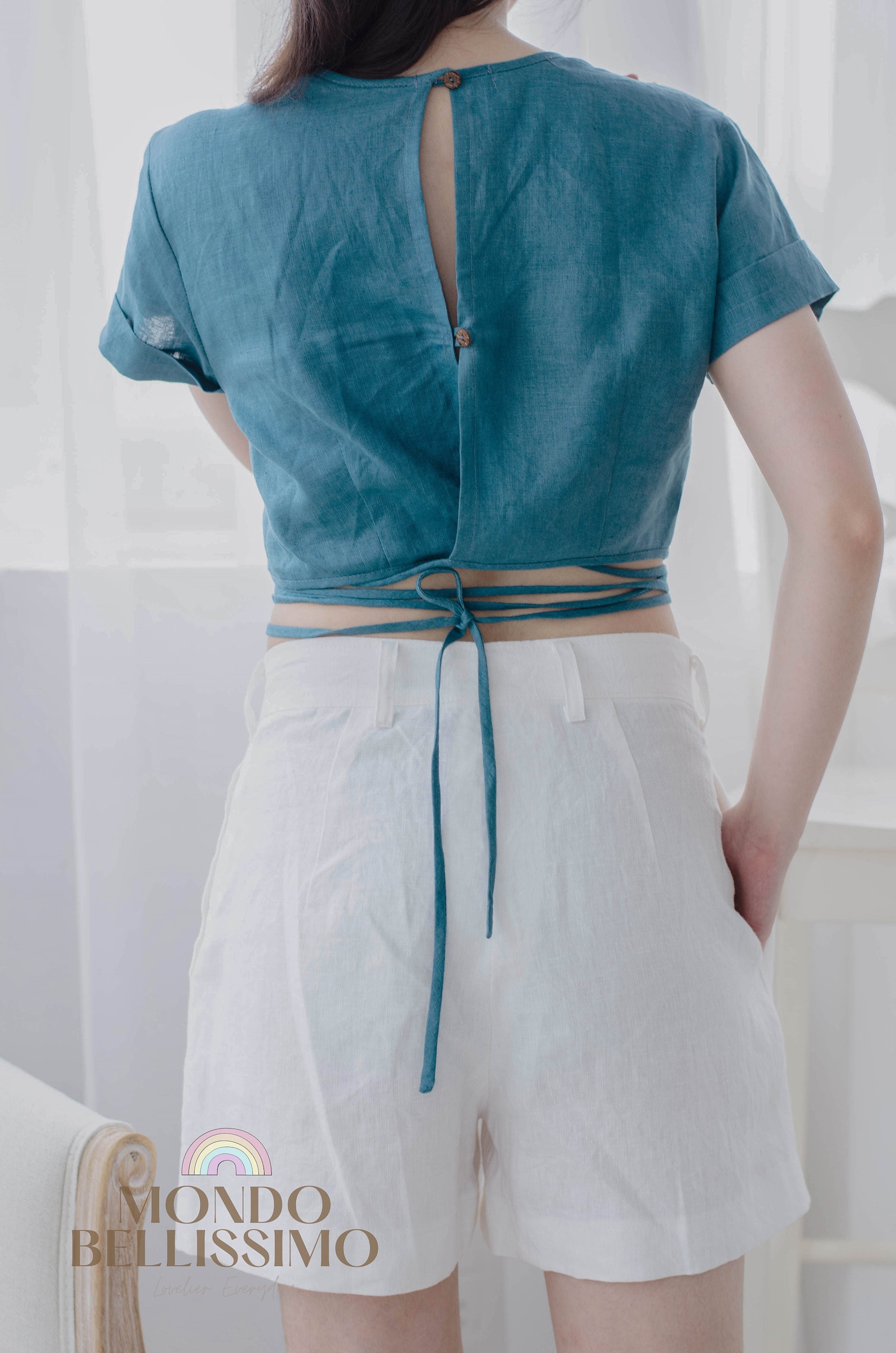 Women's High Waist Linen Shorts main image 0