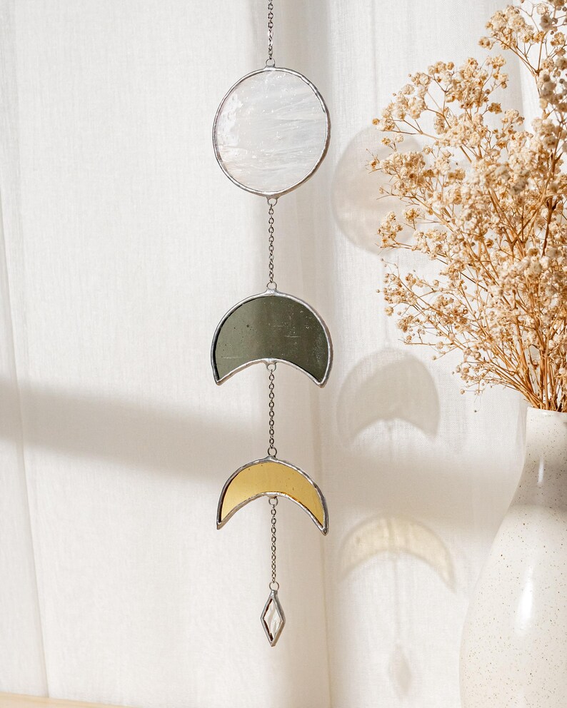 Moon Phase Stained Glass, Moon Suncatcher, Moon Phase Decor, Custom ...