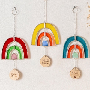 Paw Print Suncatcher, Rainbow Paw Print, Remembrance Gift, Over The Rainbow, Pet Death, Glass Suncatcher, Pet Memorial Glass F32
