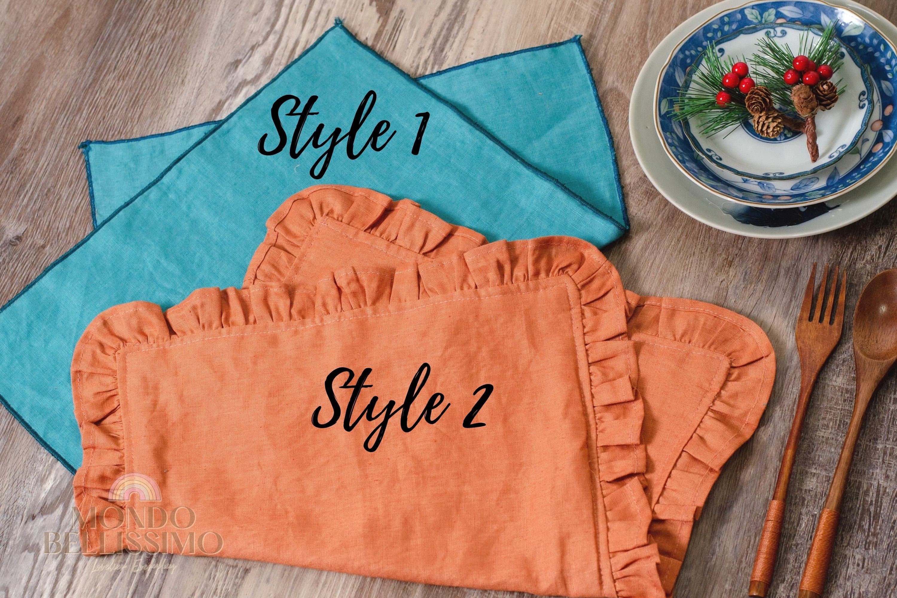 Handmade Linen Placemats Boho Rustic Placemats With Ruffle Etsy