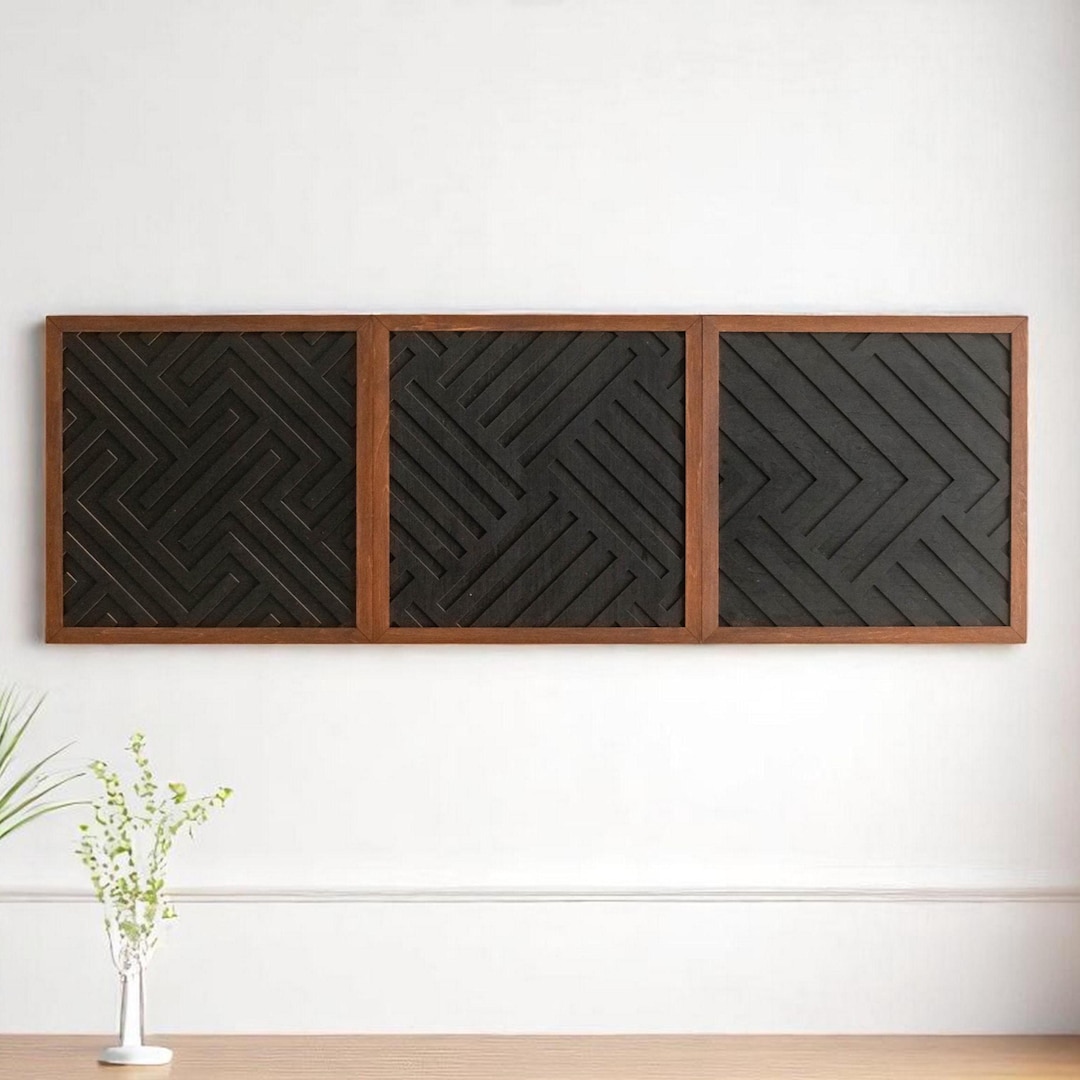 Minimalist Wooden Geometric Wall Panel – Modern Wood Art for Living ...