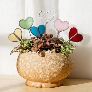 Stained Glass Valentine Heart Plant Stake For Home And Gift Decor F44