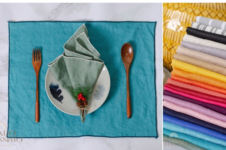 Soft Linen Placemats Double Layer Linen Placemat Autumn Etsy